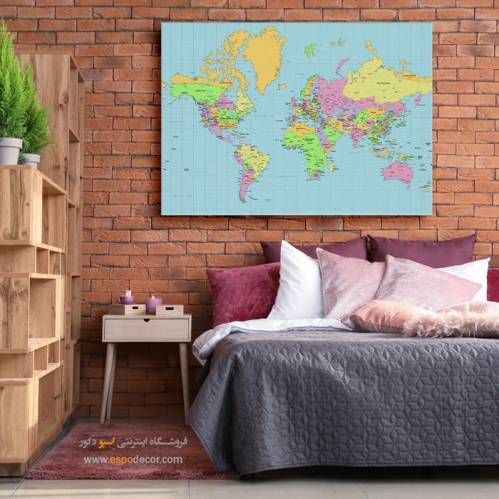 نقشه فلت جهان - تابلو بوم نقشه