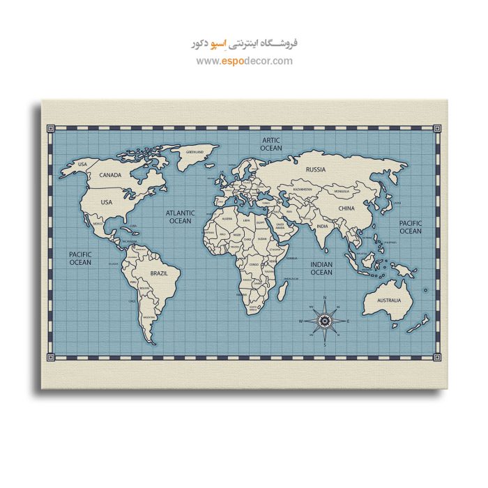 نقشه جهان - تابلو بوم نقشه