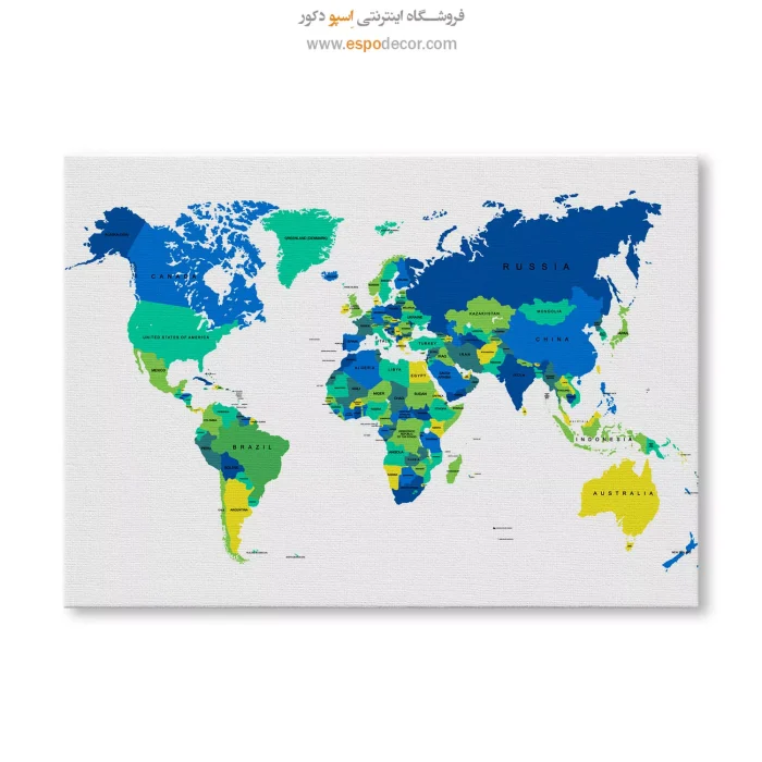 خرید تابلو نقشه جهان چاپی