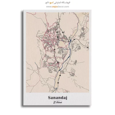 خرید تابلو نقشه شهر سنندج