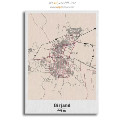 خرید تابلو نقشه شهر بیرجند