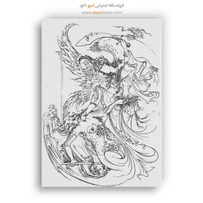 خرید تابلو نقاشی خطی با قاب سفید 