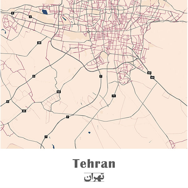 خرید تابلو بوم نقشه شهرهای ایران