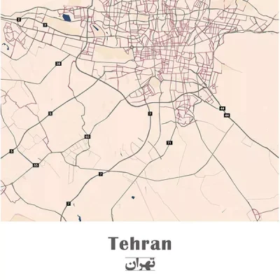 خرید تابلو بوم نقشه شهرهای ایران