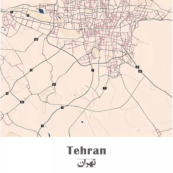 خرید تابلو بوم نقشه شهرهای ایران