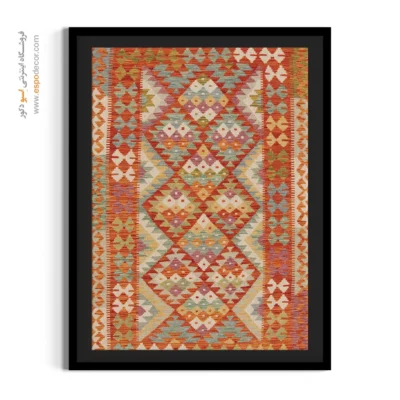 خرید تابلو بوم انتزاعی برای اتاق نشیمن - طرح ‌شرق – تابلو گلیم افغان - اسپو دکور