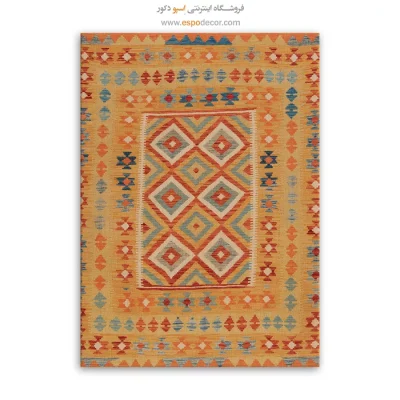 تابلو گلیم چاپی با رنگ‌های مات و طبیعی - گل نگاره – تابلو گلیم افغان - اسپو دکور