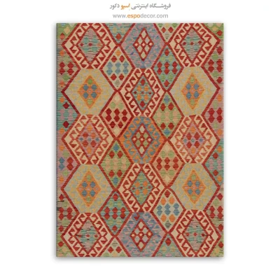 تابلو بوم رنگارنگ برای فضاهای مینیمالیستی - نگار شرقی – تابلو گلیم افغان - اسپو دکور