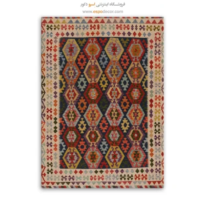 تابلو بوم رنگارنگ مناسب طراحی داخلی مینیمال - گلستان – تابلو گلیم افغان - اسپو دکور