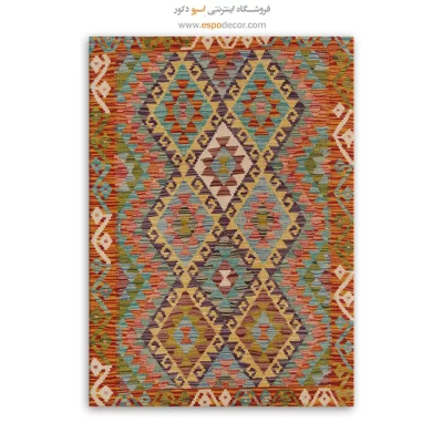 چاپ حرفه‌ای تصاویر گلیم افغانی روی بوم دیواری - طرح‌ خورشید – تابلو گلیم افغان - اسپو دکور