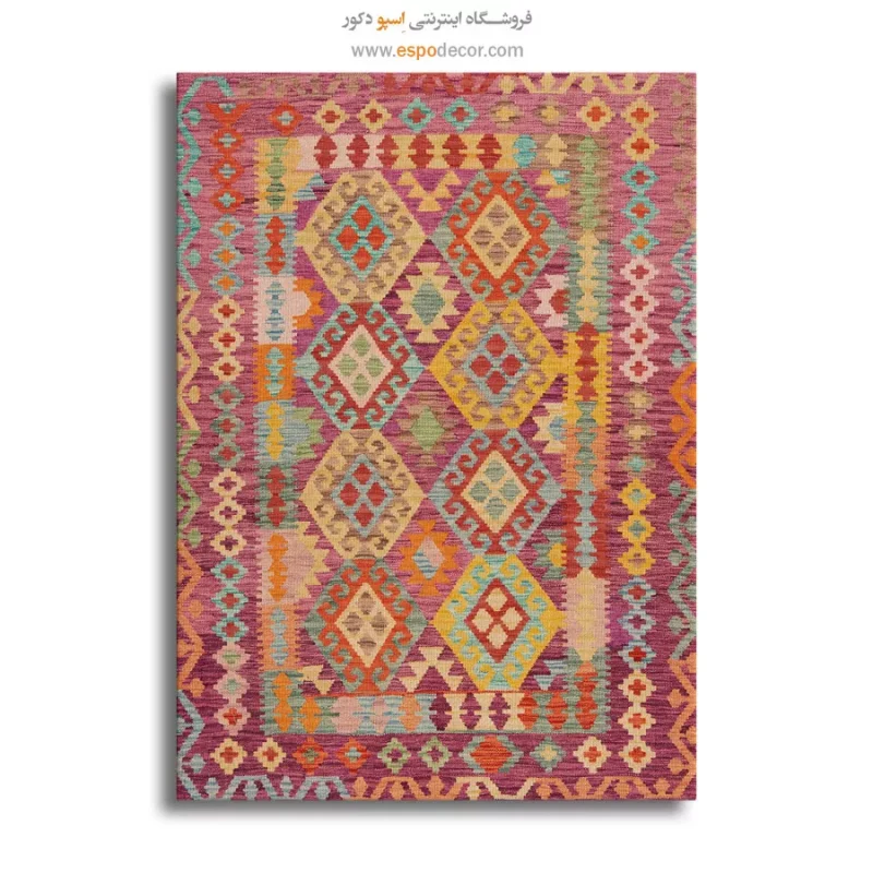 چاپ گلیم افغان روی بوم با قاب چوبی شیک