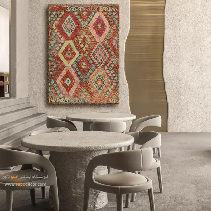 تابلو گلیم افغانی با چاپ روی بوم و قاب مدرن