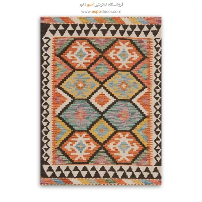 چاپ بوم گلیم افغان با طرح‌های رنگارنگ و شاد - نفیس – تابلو گلیم افغان - اسپو دکور
