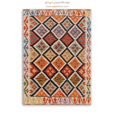 تابلو بوم گلیم افغانی با چاپ طرح‌های مدرن و انتزاعی - ‌شیرین – تابلو گلیم افغان - اسپو دکور