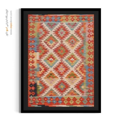 چاپ گلیم افغانی روی بوم برای نمایش در فضاهای هنری - ‌سرخ – تابلو گلیم افغان - اسپو دکور