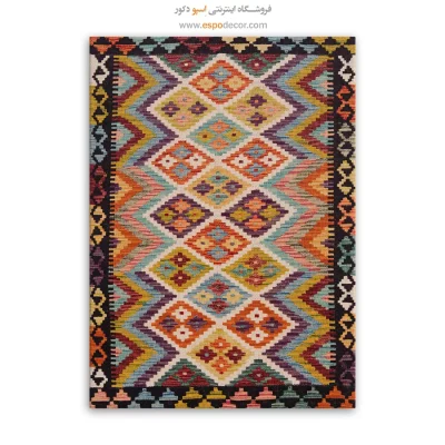 سفارش چاپ طرح گلیم روی بوم در ابعاد مختلف - گل ‌ماهور – تابلو گلیم افغان - اسپو دکور