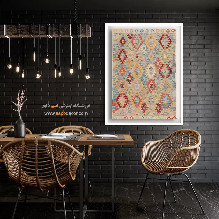 تابلو بوم طبیعت برای دیزاین دیوارهای لوکس - آیین نگار – تابلو گلیم افغان - اسپو دکور