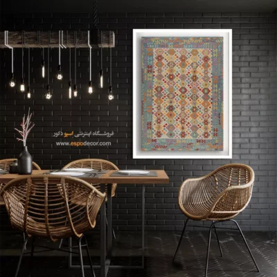 تابلو بوم با طرح گل‌های طبیعی - مینای ‌نگار – تابلو گلیم افغان - اسپو دکور