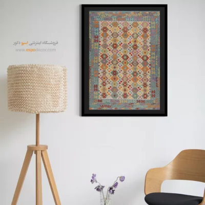 تابلو بوم با طرح گل‌های طبیعی - مینای ‌نگار – تابلو گلیم افغان - اسپو دکور
