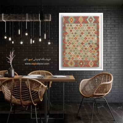 تابلو دست‌ساز با طرح‌های نقاشی کلاسیک - رنگ ‌آویز – تابلو گلیم افغان - اسپو دکور