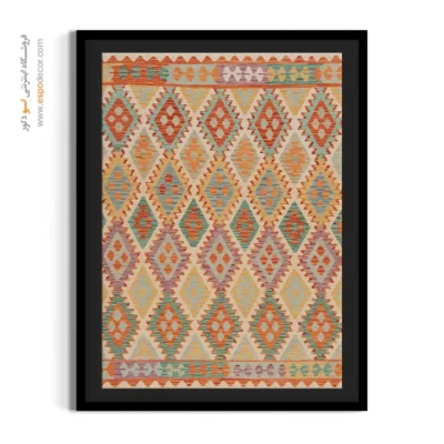 تابلو بوم چاپ‌شده با طرح گل‌های فصلی برای دیوار - طرح ‌نگین – تابلو گلیم افغان - اسپو دکور