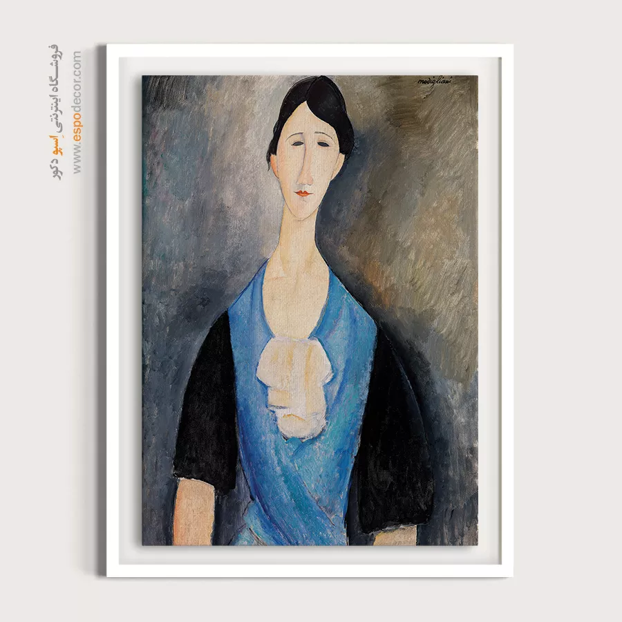 زن جوان آبی پوش - اسپو دکور