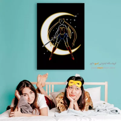 ملوان ماه – تابلو انیمه - تابلو فانتزی با قاب سفید - اسپو دکور