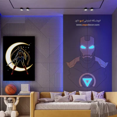 ملوان ماه – تابلو انیمه - تابلو فانتزی با قاب سفید - اسپو دکور