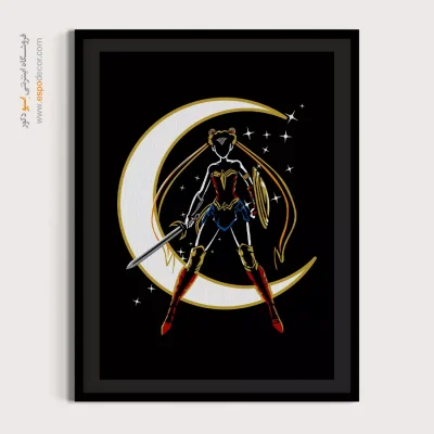 ملوان ماه – تابلو انیمه - تابلو فانتزی با قاب سفید - اسپو دکور