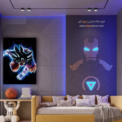 خرید تابلو انیمه رنگ‌های سرد - شعله بنفش – تابلو انیمه - اسپو دکور