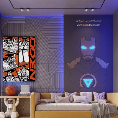 خرید تابلو انیمه با طرح‌های رنگی - موج نیلی – تابلو انیمه - اسپو دکور