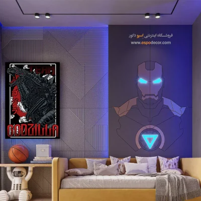 خرید تابلو مانگا اتاق پسرانه - گودزیلا – تابلو انیمه - اسپو دکور