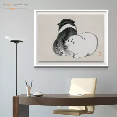 توله سگ های سیاه و سفید – تابلو نقاشی های بایرئی گاکان - اسپو دکور