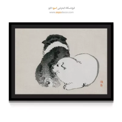 توله سگ های سیاه و سفید – تابلو نقاشی های بایرئی گاکان - اسپو دکور