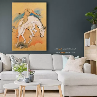 خرید تابلو نقاشی مینیاتور - اسب دیوانه – تابلو نقاشی های حسین بهزاد - اسپو دکور