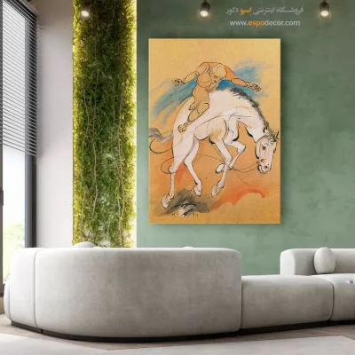 خرید تابلو نقاشی مینیاتور - اسب دیوانه – تابلو نقاشی های حسین بهزاد - اسپو دکور