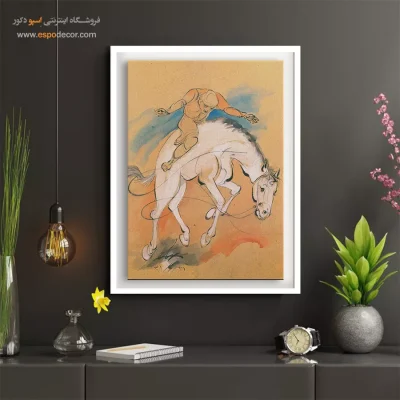 خرید تابلو نقاشی مینیاتور - اسب دیوانه – تابلو نقاشی های حسین بهزاد - اسپو دکور