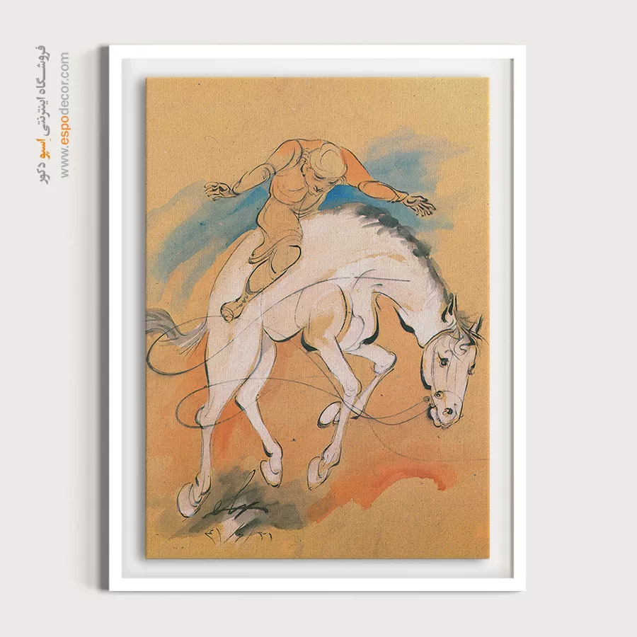 خرید تابلو نقاشی مینیاتور - اسب دیوانه – تابلو نقاشی های حسین بهزاد - اسپو دکور