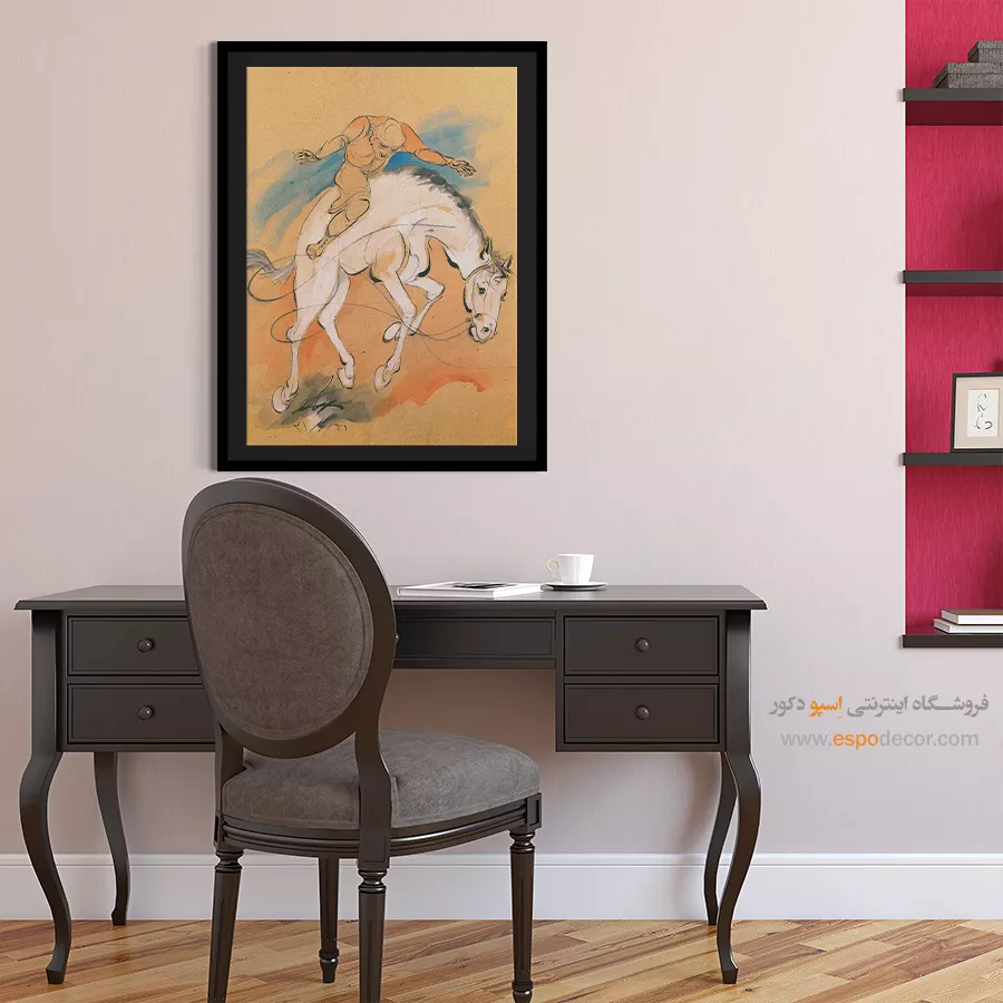 خرید تابلو نقاشی مینیاتور - اسب دیوانه – تابلو نقاشی های حسین بهزاد - اسپو دکور