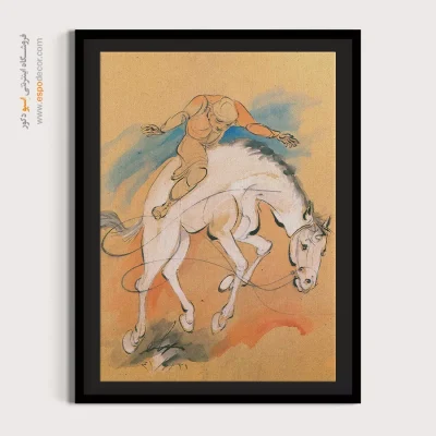 خرید تابلو نقاشی مینیاتور - اسب دیوانه – تابلو نقاشی های حسین بهزاد - اسپو دکور
