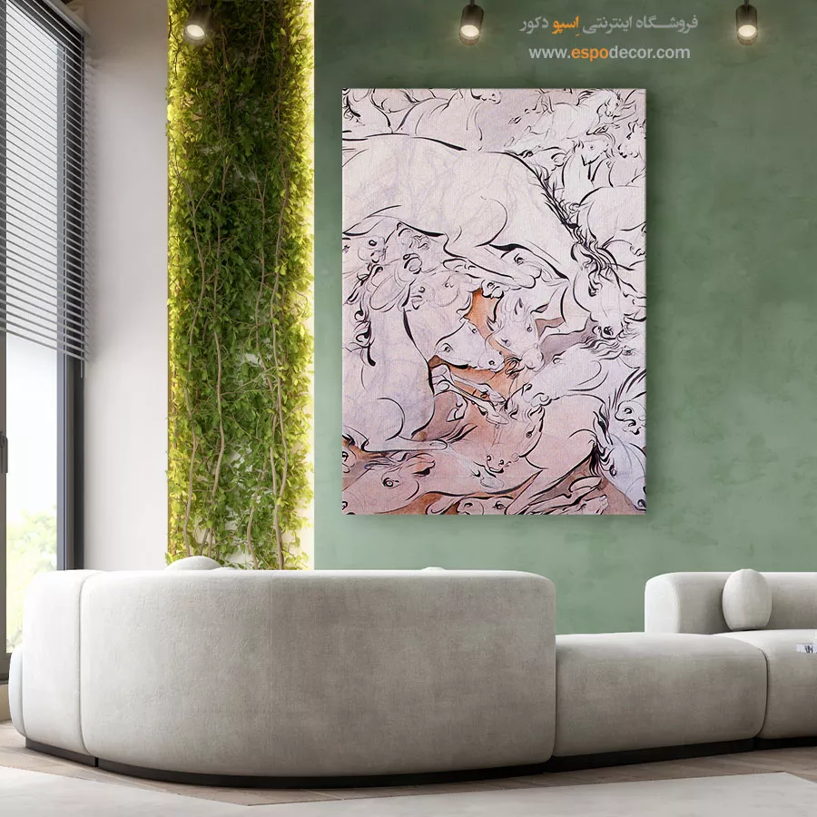 تابلو تزیینی - اسب – تابلو نقاشی های حسین بهزاد - اسپو دکور