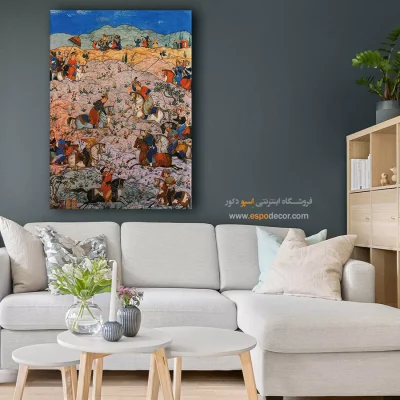 تابلو نقاشی مینیاتور - بازی چوگان – تابلو نقاشی های حسین بهزاد - اسپو دکور