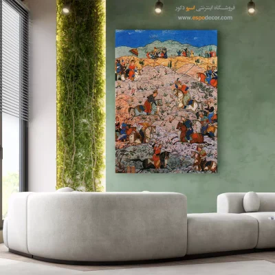 تابلو نقاشی مینیاتور - بازی چوگان – تابلو نقاشی های حسین بهزاد - اسپو دکور