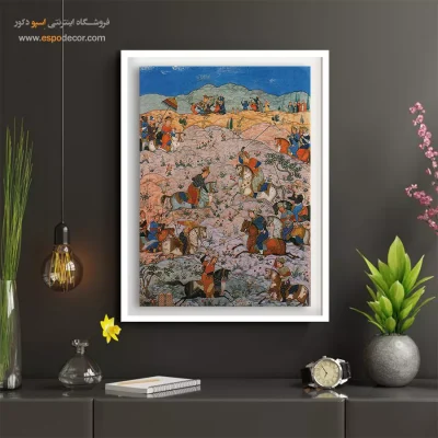 تابلو نقاشی مینیاتور - بازی چوگان – تابلو نقاشی های حسین بهزاد - اسپو دکور