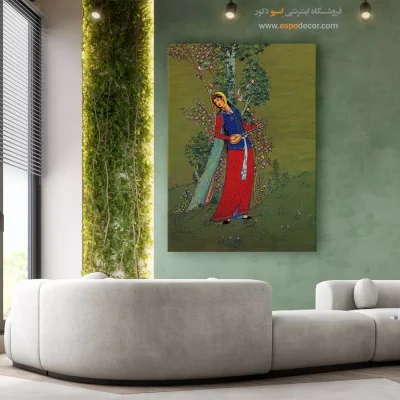 تابلو نقاشی سنتی ایرانی - بهار و نواختن سه تار – تابلو نقاشی های حسین بهزاد - اسپو دکور