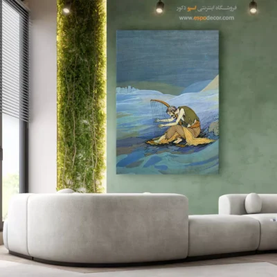 تابلو نقاشی روی بوم - پیرمرد و چنگ – تابلو نقاشی های حسین بهزاد - اسپو دکور