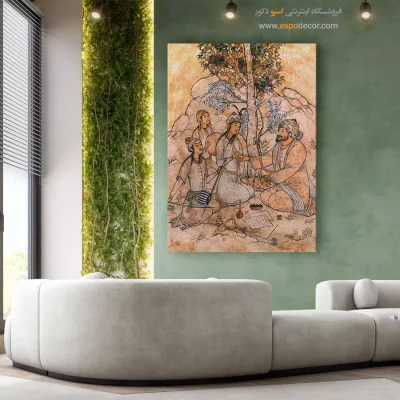 نگارگری سنتی ایرانی - پیرمرد و نوازندگان – تابلو نقاشی های حسین بهزاد - اسپو دکور