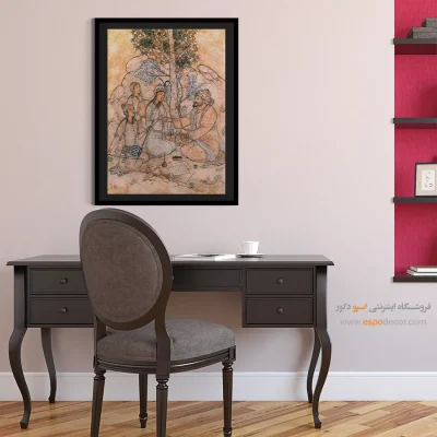 نگارگری سنتی ایرانی - پیرمرد و نوازندگان – تابلو نقاشی های حسین بهزاد - اسپو دکور