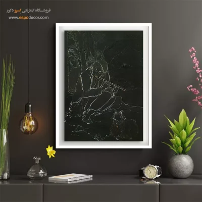 تابلوهای سنتی ایرانی برای خانه - فلوت نواز جوان – تابلو نقاشی های حسین بهزاد - اسپو دکور