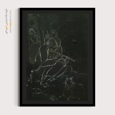 تابلوهای سنتی ایرانی برای خانه - فلوت نواز جوان – تابلو نقاشی های حسین بهزاد - اسپو دکور